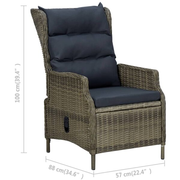 vidaXL 3 Piece Patio Lounge Set with Cushions Poly Rattan Brown - Image 11