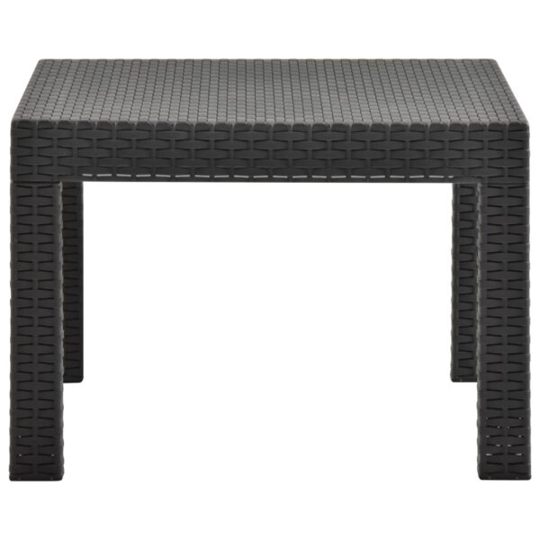 vidaXL Patio Table Anthracite 22.8"x22.8"x16.1" PP Rattan - Image 3