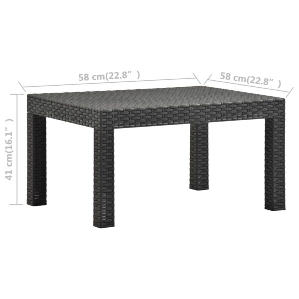 vidaXL Patio Table Anthracite 22.8"x22.8"x16.1" PP Rattan - Image 6