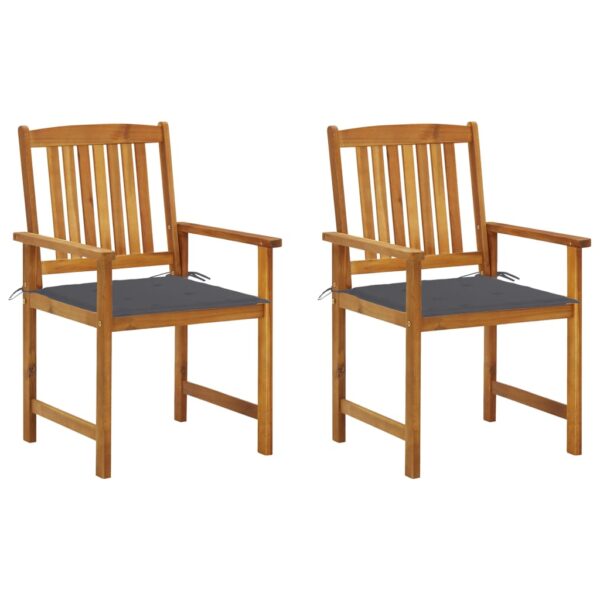 vidaXL Patio Chairs with Cushions 2 pcs Solid Acacia Wood