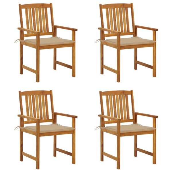 vidaXL Patio Chairs with Cushions 4 pcs Solid Acacia Wood