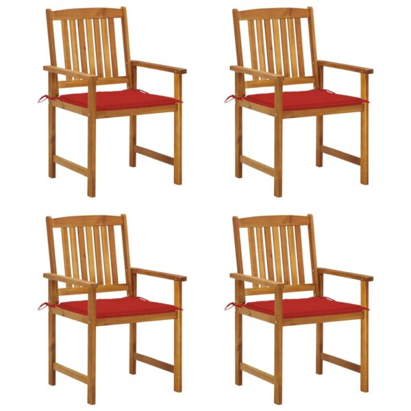 vidaXL Patio Chairs with Cushions 4 pcs Solid Acacia Wood