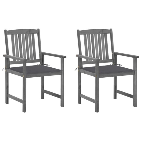 vidaXL Patio Chairs with Cushions 2 pcs Gray Solid Acacia Wood