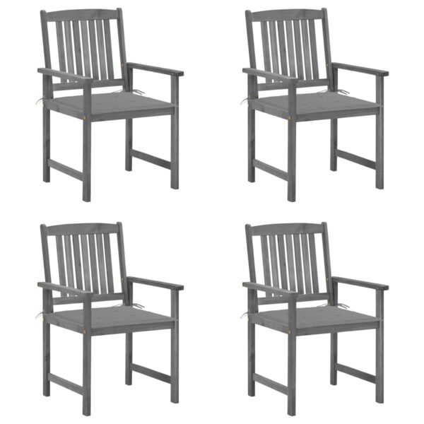 vidaXL Patio Chairs with Cushions 4 pcs Gray Solid Acacia Wood