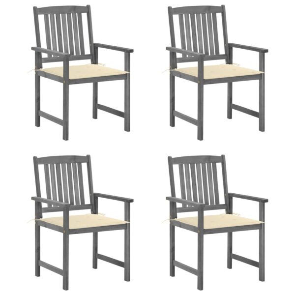 vidaXL Patio Chairs with Cushions 4 pcs Gray Solid Acacia Wood