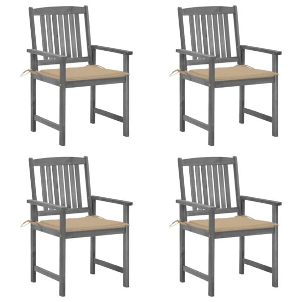 vidaXL Patio Chairs with Cushions 4 pcs Gray Solid Acacia Wood