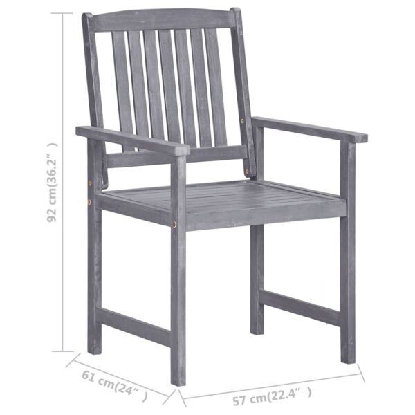 vidaXL Patio Chairs with Cushions 4 pcs Gray Solid Acacia Wood - Image 11