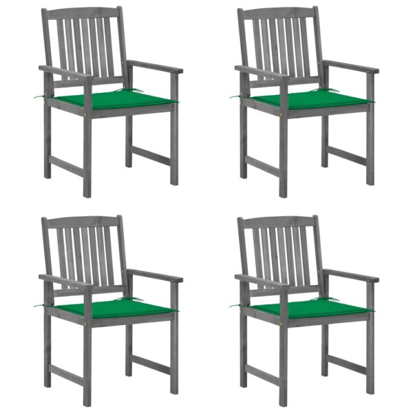 vidaXL Patio Chairs with Cushions 4 pcs Gray Solid Acacia Wood