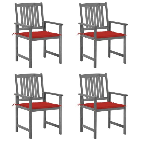 vidaXL Patio Chairs with Cushions 4 pcs Gray Solid Acacia Wood