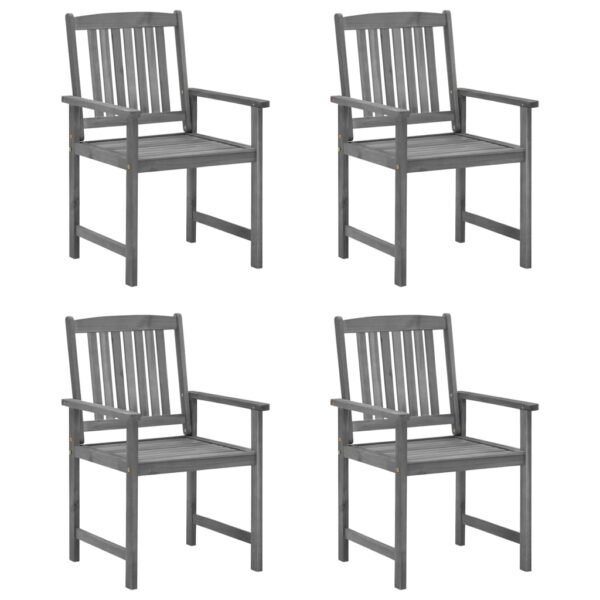 vidaXL Patio Chairs with Cushions 4 pcs Gray Solid Acacia Wood - Image 2