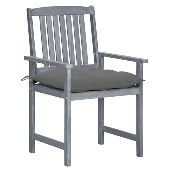 vidaXL Patio Chairs with Cushions 2 pcs Gray Solid Acacia Wood - Image 2