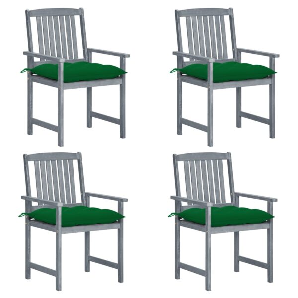 vidaXL Patio Chairs with Cushions 4 pcs Gray Solid Acacia Wood