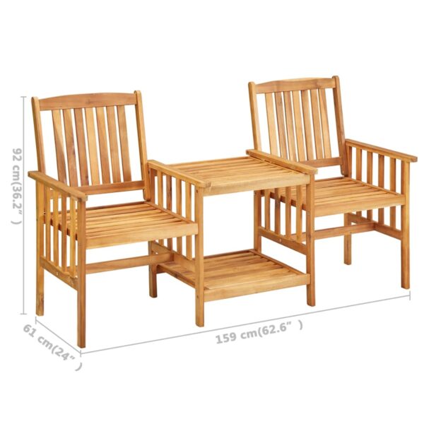 vidaXL Patio Chairs with Tea Table and Cushions Solid Acacia Wood - Image 11