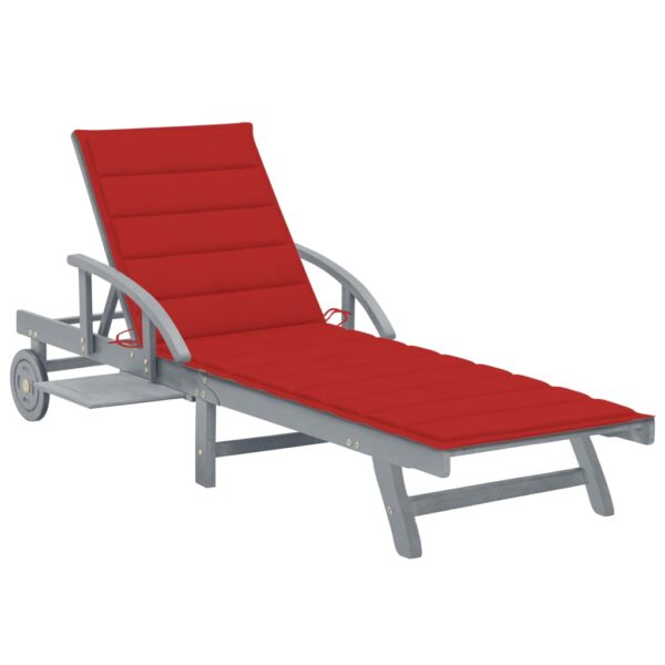 vidaXL Patio Sun Lounger with Cushion Solid Acacia Wood