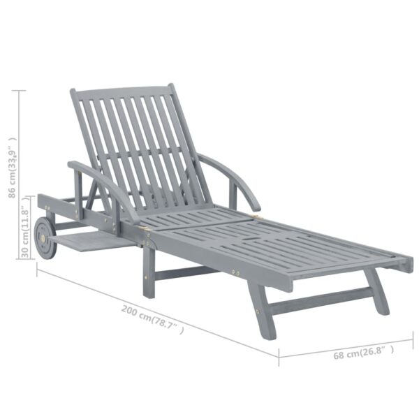 vidaXL Patio Sun Lounger with Cushion Solid Acacia Wood - Image 12