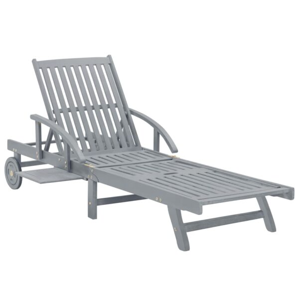 vidaXL Patio Sun Lounger with Cushion Solid Acacia Wood - Image 5