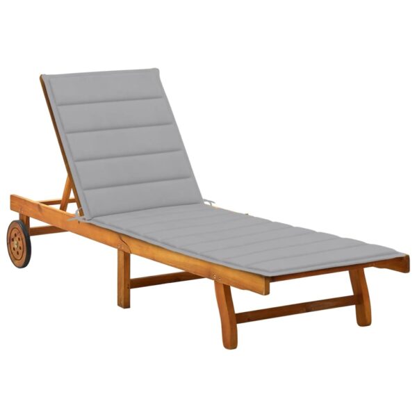 vidaXL Patio Sun Lounger with Cushion Solid Acacia Wood