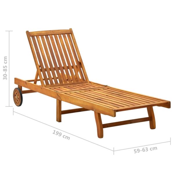 vidaXL Patio Sun Lounger with Cushion Solid Acacia Wood - Image 11