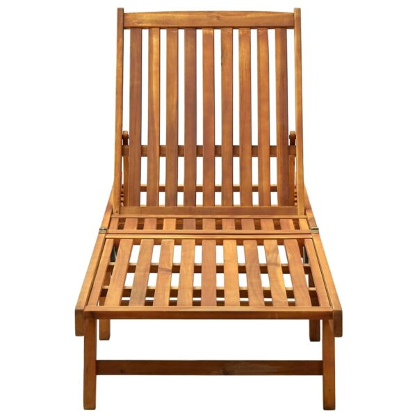 vidaXL Patio Sun Lounger with Cushion Solid Acacia Wood - Image 3