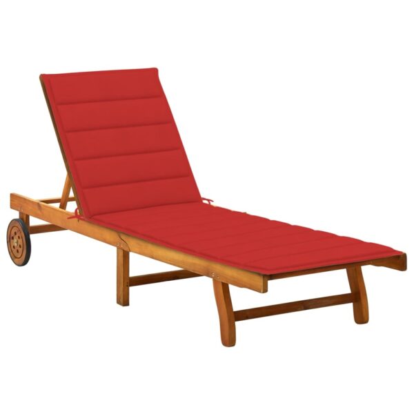 vidaXL Patio Sun Lounger with Cushion Solid Acacia Wood