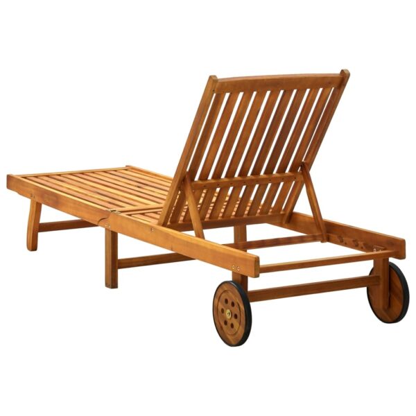 vidaXL Patio Sun Lounger with Cushion Solid Acacia Wood - Image 4