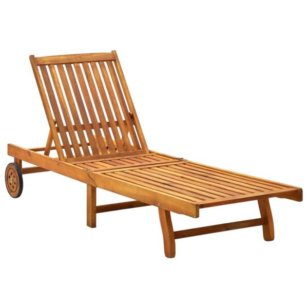 vidaXL Patio Sun Lounger with Cushion Solid Wood Acacia - Image 2