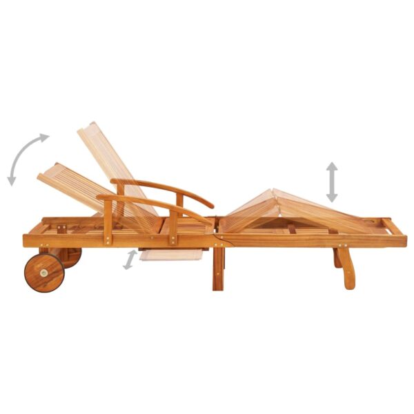 vidaXL Patio Sun Lounger with Table and Cushion Solid Acacia Wood - Image 3