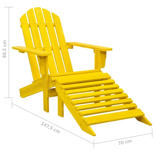 vidaXL Patio Adirondack Chair with Ottoman Solid Fir Wood Yellow - Image 8