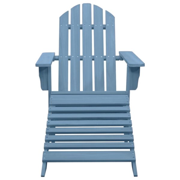 vidaXL Patio Adirondack Chair with Ottoman Solid Fir Wood Blue - Image 2