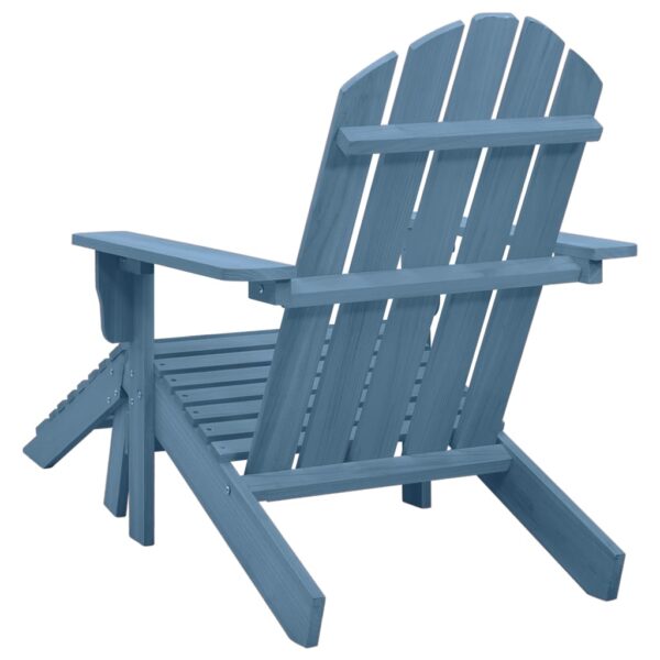 vidaXL Patio Adirondack Chair with Ottoman Solid Fir Wood Blue - Image 4