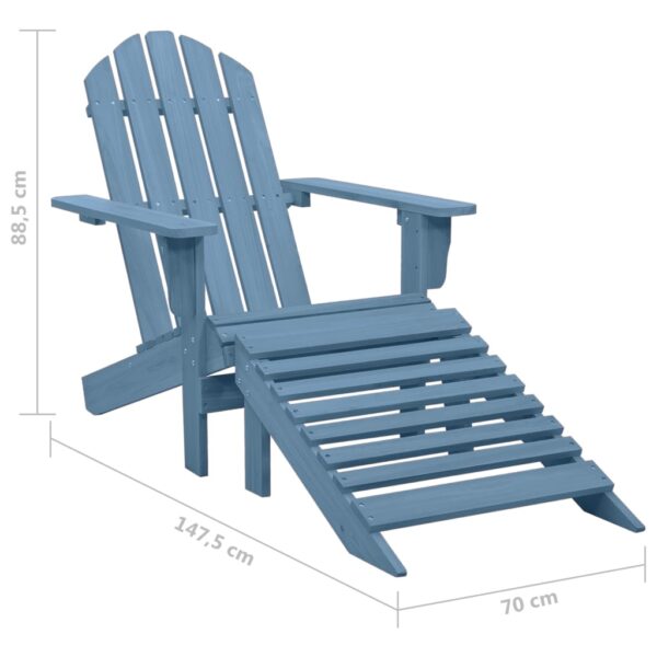 vidaXL Patio Adirondack Chair with Ottoman Solid Fir Wood Blue - Image 8