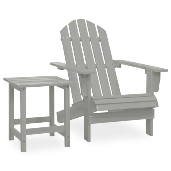 vidaXL Patio Adirondack Chair with Table Solid Fir Wood Gray