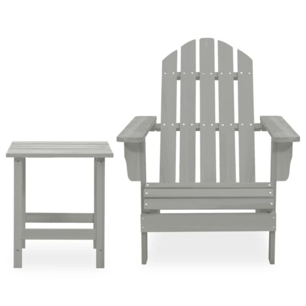 vidaXL Patio Adirondack Chair with Table Solid Fir Wood Gray - Image 2