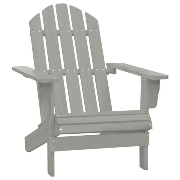 vidaXL Patio Adirondack Chair with Table Solid Fir Wood Gray - Image 5