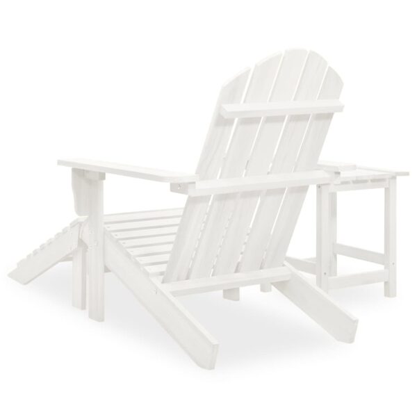 vidaXL Patio Adirondack Chair with Ottoman&Table Solid Fir Wood White - Image 4