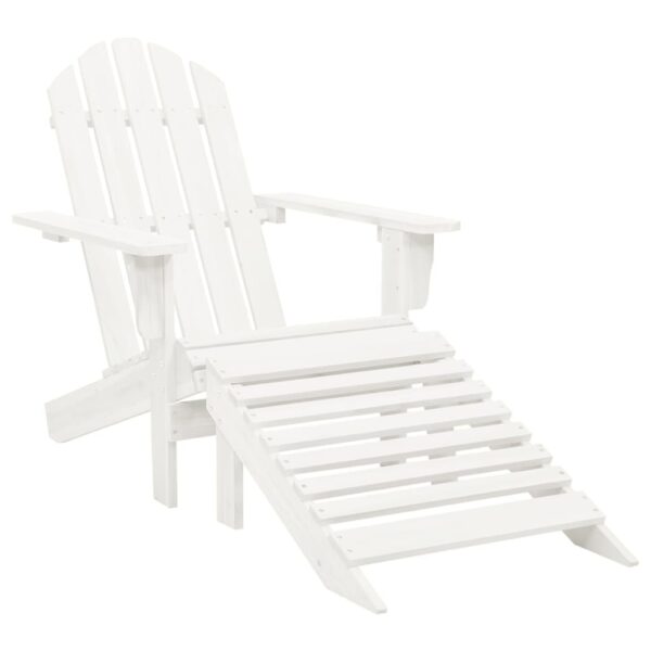 vidaXL Patio Adirondack Chair with Ottoman&Table Solid Fir Wood White - Image 5