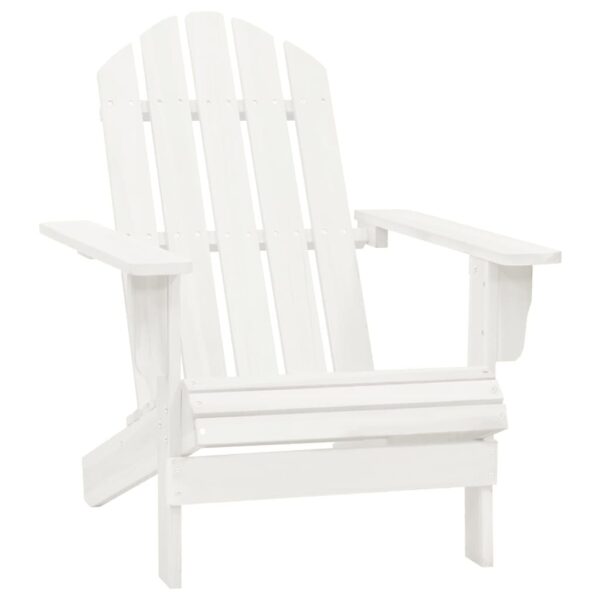 vidaXL Patio Adirondack Chair with Ottoman&Table Solid Fir Wood White - Image 8