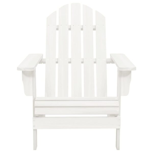 vidaXL Patio Adirondack Chair with Ottoman&Table Solid Fir Wood White - Image 9