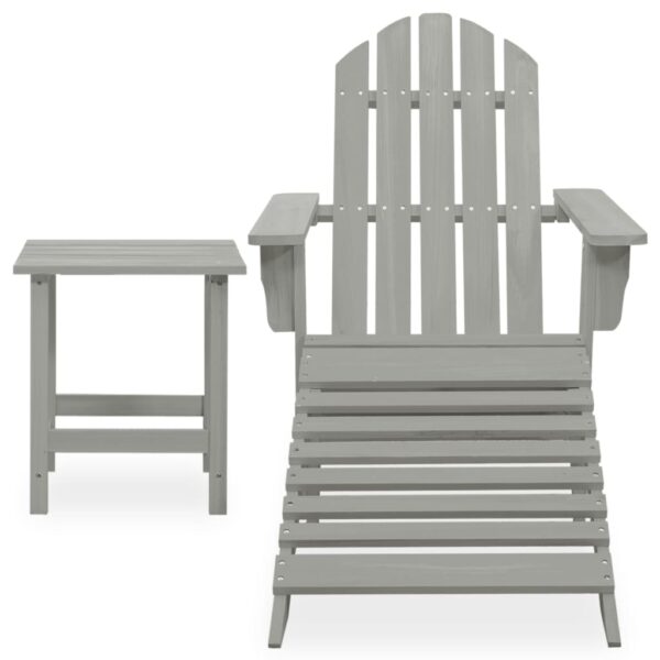 vidaXL Patio Adirondack Chair with Ottoman&Table Solid Fir Wood Gray - Image 2