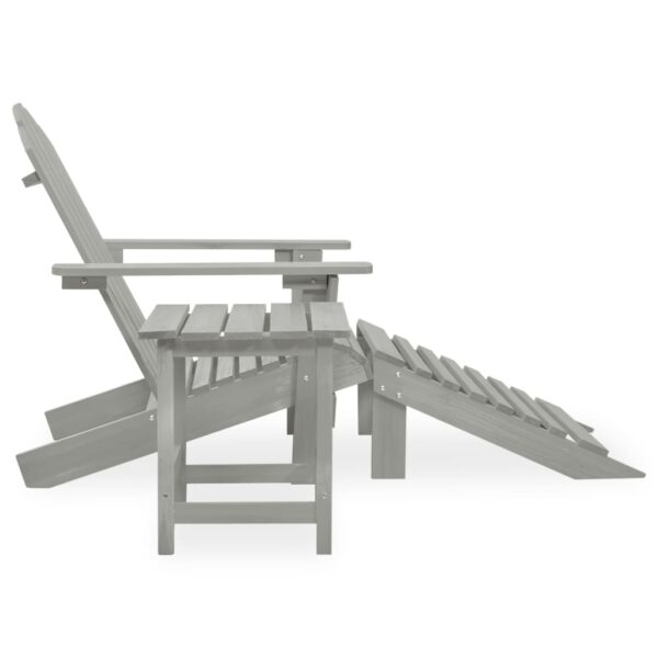 vidaXL Patio Adirondack Chair with Ottoman&Table Solid Fir Wood Gray - Image 3