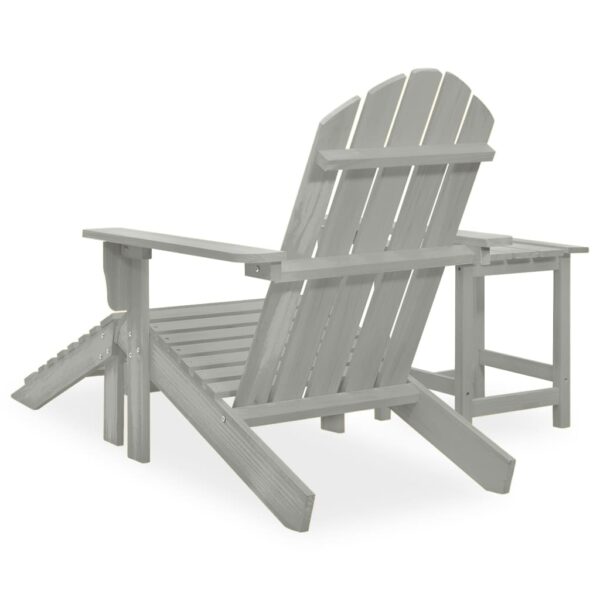 vidaXL Patio Adirondack Chair with Ottoman&Table Solid Fir Wood Gray - Image 4