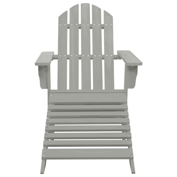 vidaXL Patio Adirondack Chair with Ottoman&Table Solid Fir Wood Gray - Image 6