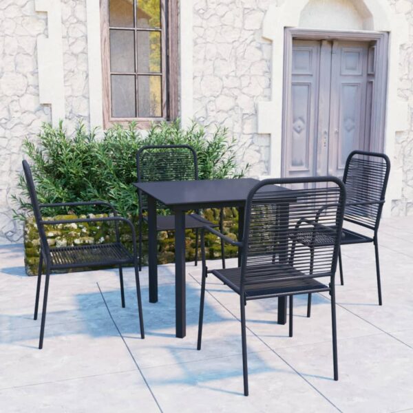 vidaXL 5 Piece Patio Dining Set Black Glass and Steel