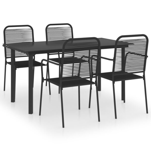 vidaXL 5 Piece Patio Dining Set Black Glass and Steel - Image 2