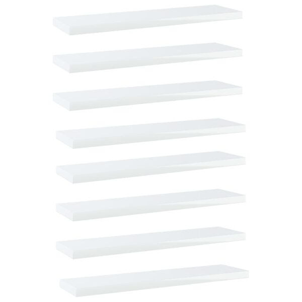 vidaXL Bookshelf Boards 8 pcs High Gloss White 15.7"x3.9"x0.6" Engineered Wood