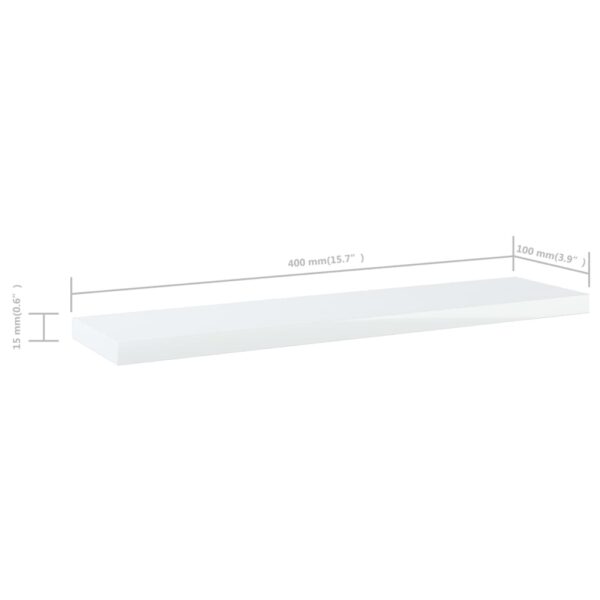 vidaXL Bookshelf Boards 8 pcs High Gloss White 15.7"x3.9"x0.6" Engineered Wood - Image 5