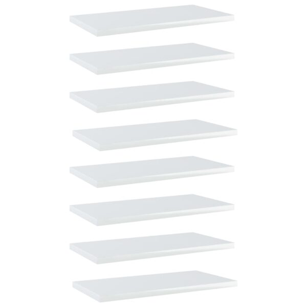 vidaXL Bookshelf Boards 8 pcs High Gloss White 15.7"x7.9"x0.6" Engineered Wood