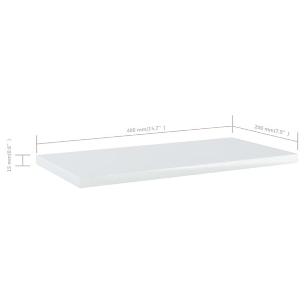 vidaXL Bookshelf Boards 8 pcs High Gloss White 15.7"x7.9"x0.6" Engineered Wood - Image 5