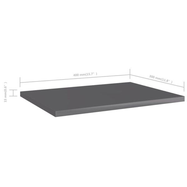 vidaXL Bookshelf Boards 8 pcs High Gloss Gray 15.7"x11.8"x0.6" Engineered Wood - Image 5