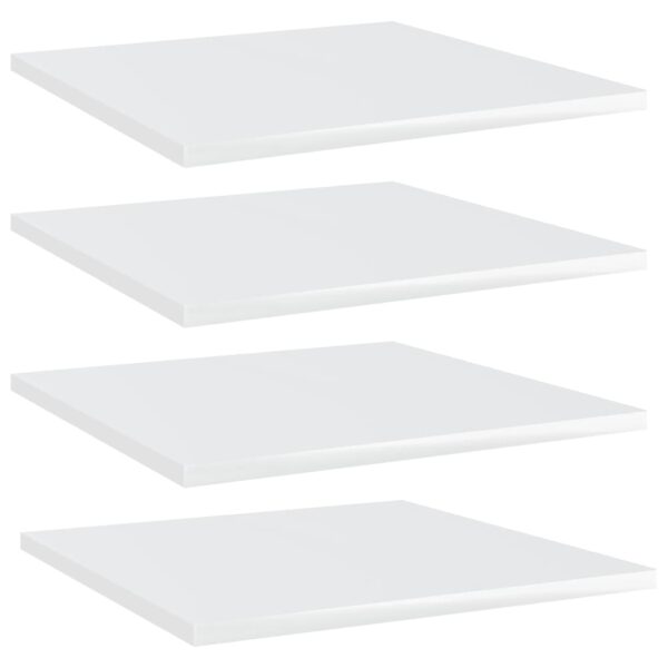 vidaXL Bookshelf Boards 4 pcs High Gloss White 15.7"x15.7"x0.6" Engineered Wood